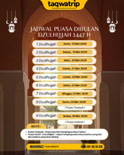 Puasa Dzulhijjah menjadi kesempatan terbaik untuk mendekatkan diri kepada Allah.
Menahan lapar, menjaga hati, dan memperbanyak doa di hari-hari penuh keberkahan 🤍Semoga setiap amal ibadah kita diterima dan dilimpahkan keberkahan. Aamiin 🤲
